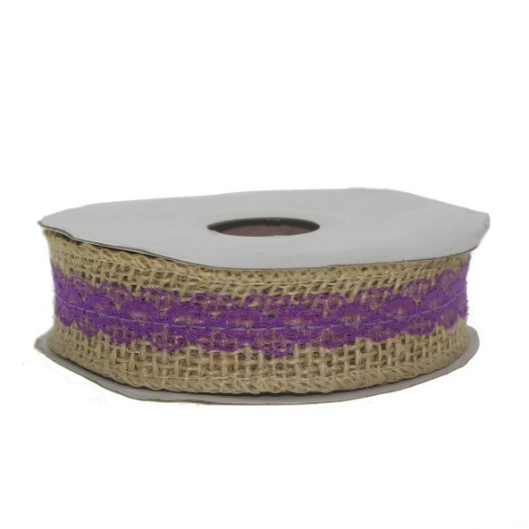 2,5cm X 4,5m Ortası Dantelli Doğal Rafya Kurdela - 2