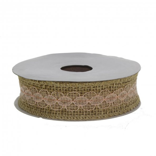 2,5cm X 4,5m Ortası Dantelli Doğal Rafya Kurdela - 5