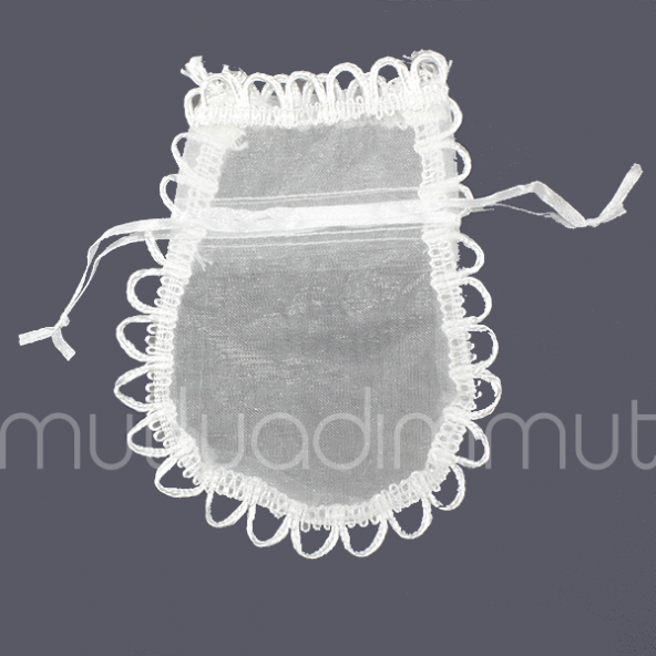 25 Adet 9x13cm Kenarları İşlemeli Organze Kese - 3