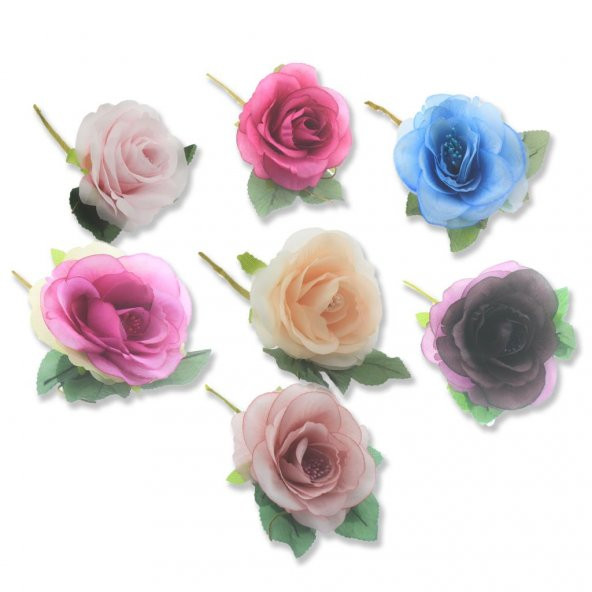 4 Adet 5,5cm Kumaş Çiçek Gül - 2