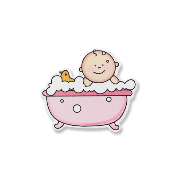 12 Adet Ahşap Sticker Küvette Bebek 8x7cm
