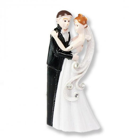 4 Adet Sarılan Gelin Damat Taşlı Biblo