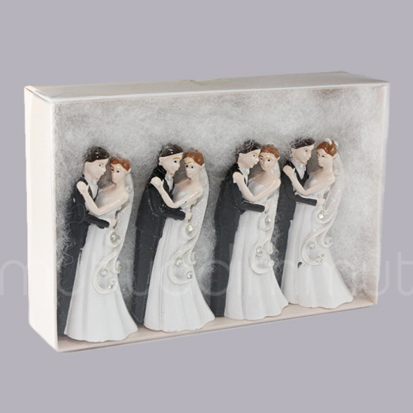 4 Adet Sarılan Gelin Damat Taşlı Biblo - 3