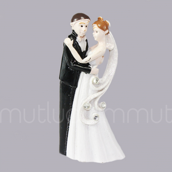 4 Adet Sarılan Gelin Damat Taşlı Biblo - 4