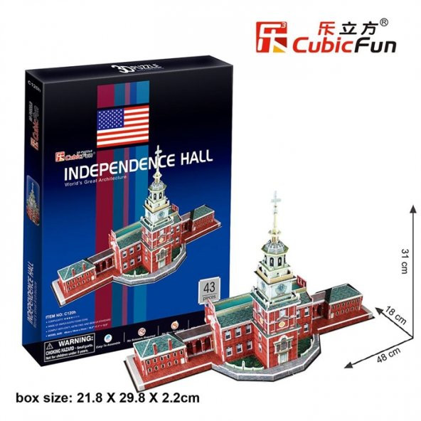 Cubic Fun 3D 43 Parça Puzzle Independence Hall Bağımsızlık Salonu