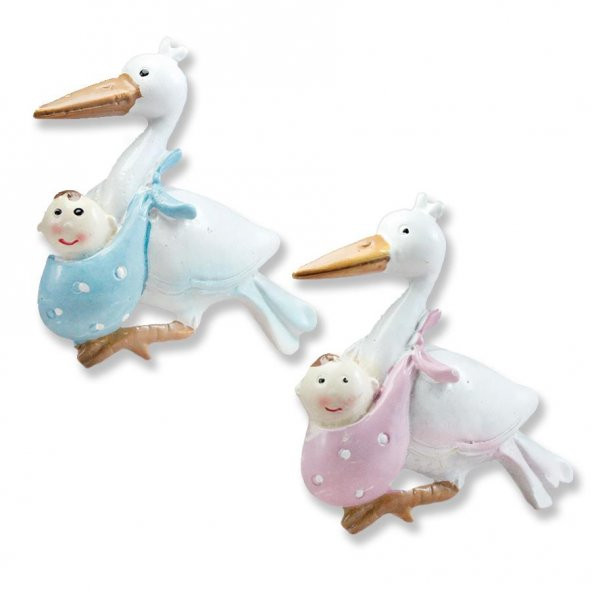 12 Adet 5.5cm Bebek Taşıyan Leylek Biblo - 3