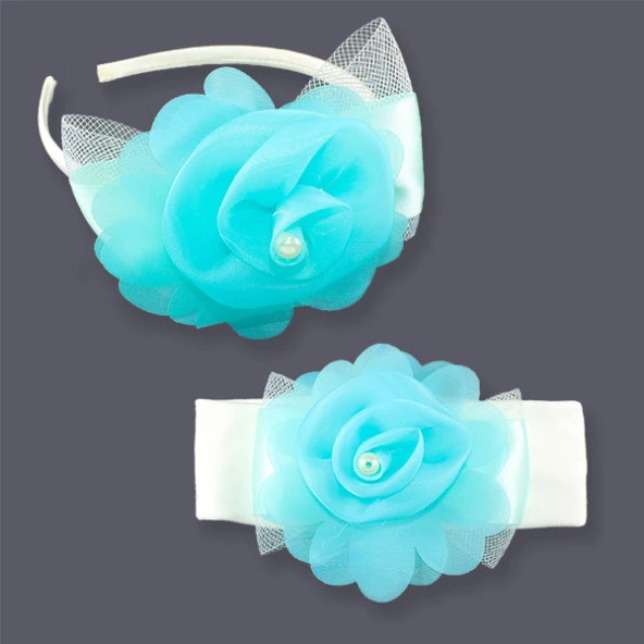 İnci Fiyonklu Anne Tacı Ve Bebek Bandanası - 3