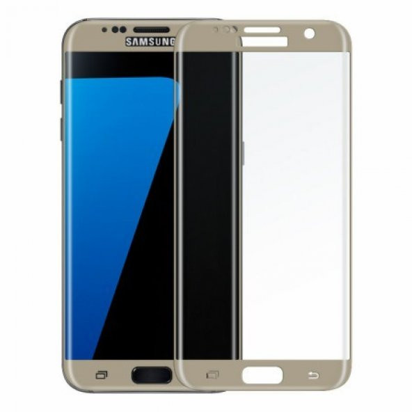 Samsung Galaxy S7 Edge Kavisli Cam Ekran Koruyucu GOLD