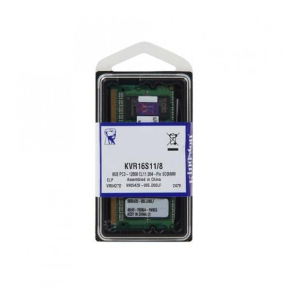 Kingston NTB 8GB 1600MHz DDR3 CL11 KVR16S11/8 Bellek