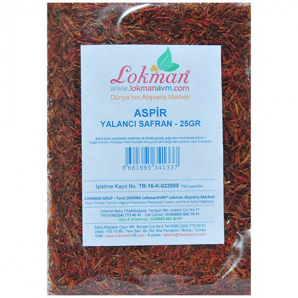 Aspir Otu Yalancı Safran Asfor Doğal 25 Gr Paket - 6