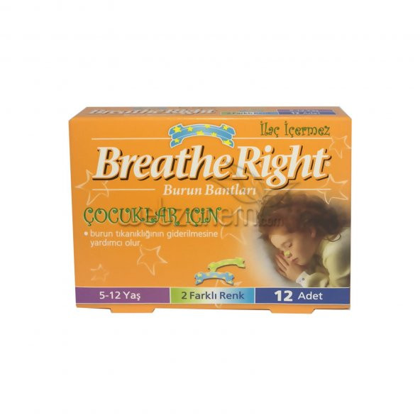Breathe Rıght Burun Bandı 5-12 Yaş 2 Farklı Renk 12 Adet