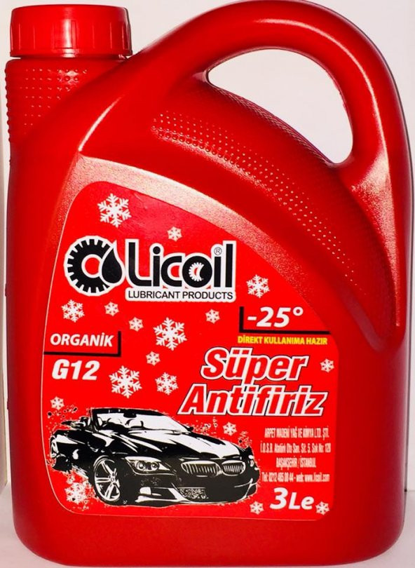 Licoil organik G12 Kırmızı Antifriz 3Kg (-25 Derece)