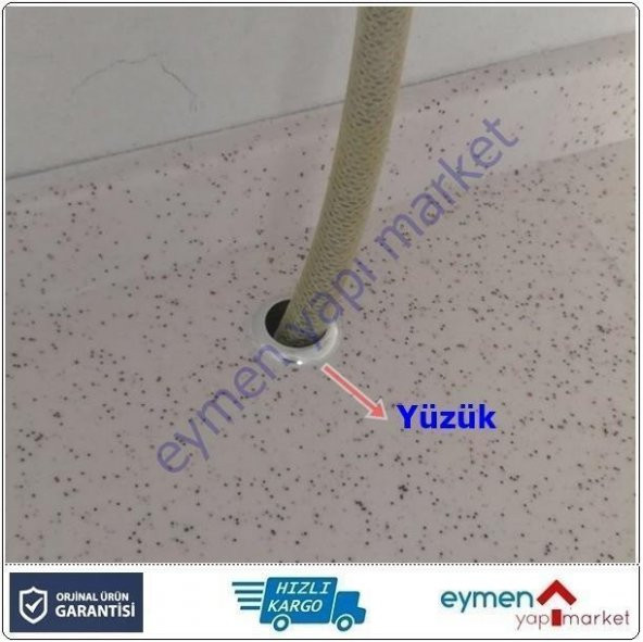 Doğalgaz Flex için 100 Adet Mermer Üstü Delik Tıpası Yüzük Beyaz - 4