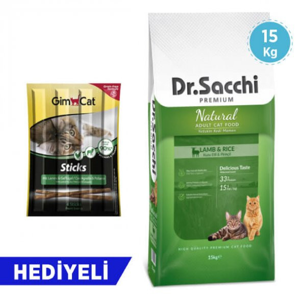 Dr Sacchi Premium Natural Kuzu Etli ve Pirinçli Kedi Maması 15 Kg