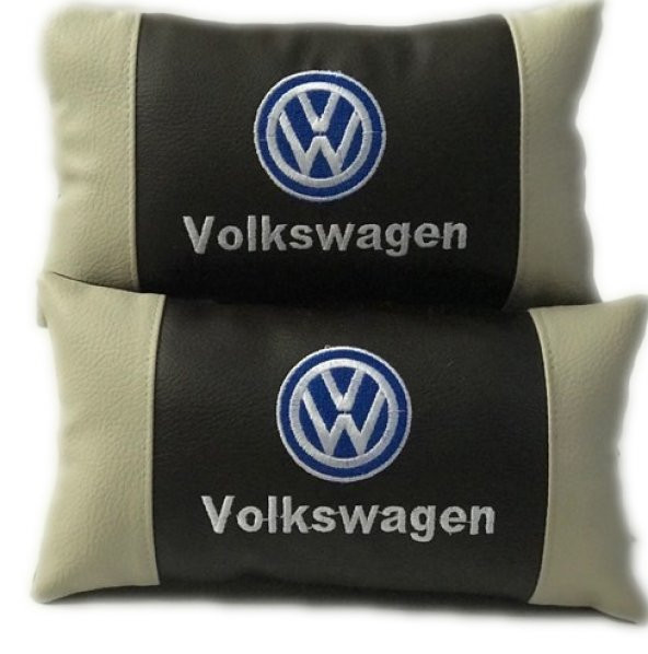Volkswagen Boyun Yastığı Deri Lüks 2 Adet Terletmez Fermuarlı