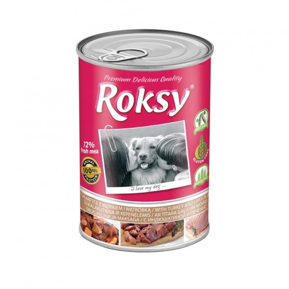 Roksy Hindili & Ciğerli Köpek Konservesi 415 Gr ( 72 Et Oranı )