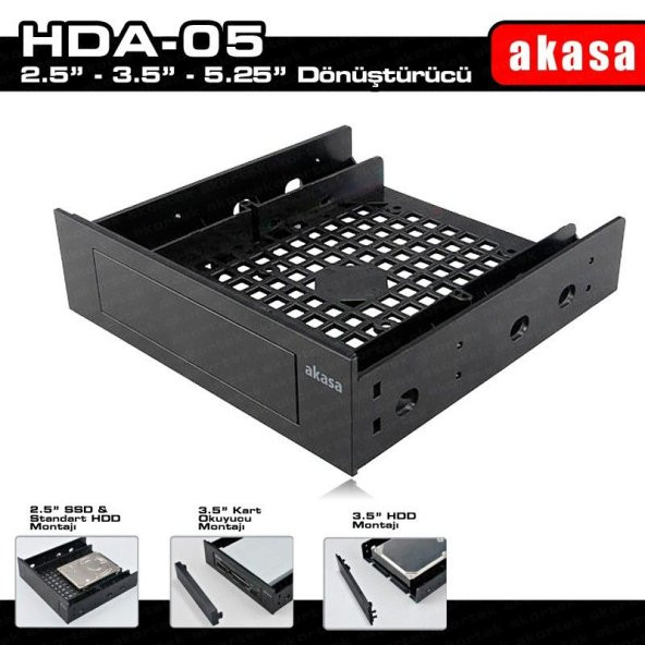 AKASA AKASA 5.25" Multi-Fonksiyonel 2.5/3.5" SSD/HDD Dönüştürücü AK-HDA-05