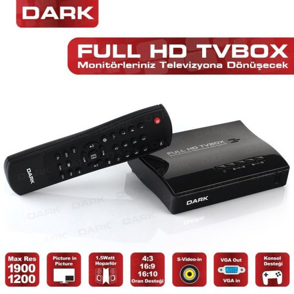 DARK DARK 1920x1200 Harici TV BOX, Analog TV Kartı DK-AC-TVBOX1920