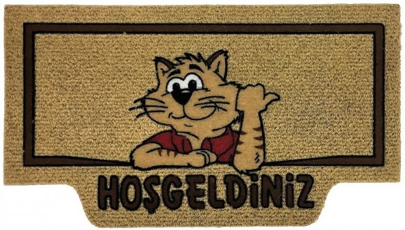 Giz Home 40X70 İtalyan Hoşgeldiniz Kedi Dış Kapı Önü Paspası