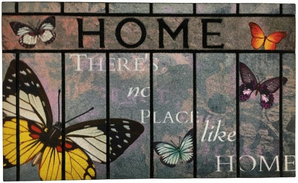 Giz Home Mozaik Home Kelebekler Pvc İç ve Dış Kapı Önü Paspası