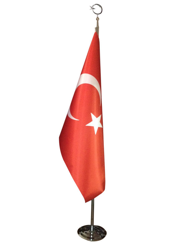 MAKAM TÜRK BAYRAĞI TELALI KROM DİREK VE ALEM