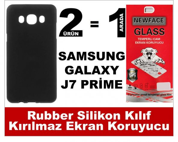 Samsung J7 Prime Rubber Lüks Silikon Kılıf+Kırılmaz Cam Ekran Kor