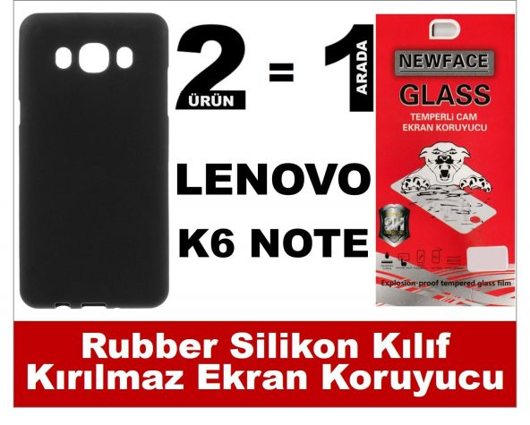 Lenovo K6 Note Rubber Lüks Silikon Kılıf+Kırılmaz Cam Ekran Koruy