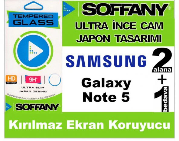 Soffany-Samsung Note 5 Kırılmaz Ekran Koruyucu Temperli Cam