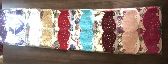 Kadife Lazer Kesim Nakışlı ve Dijital Baskılı Runner Bordo - 2