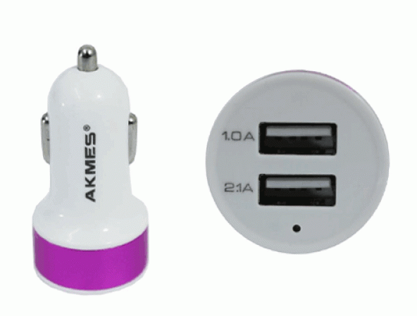 Çift USB Girişli 2.1 AMP Araç Çakmak Soketi