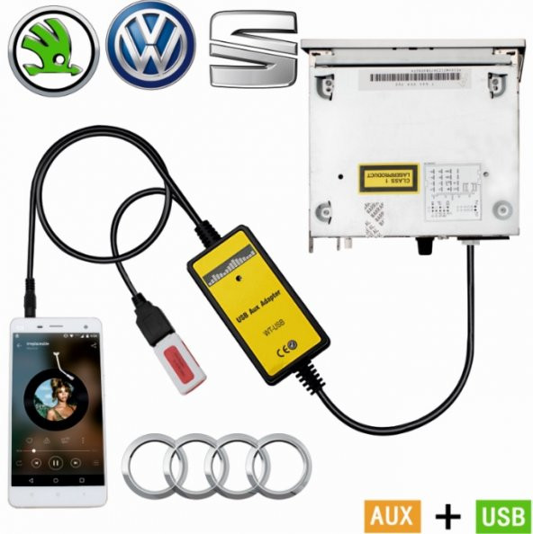 Volkswagen USB SD AUX Aparatı 2004-2014 VW/Audi/Skoda/Seat 12pin CD CHANGER