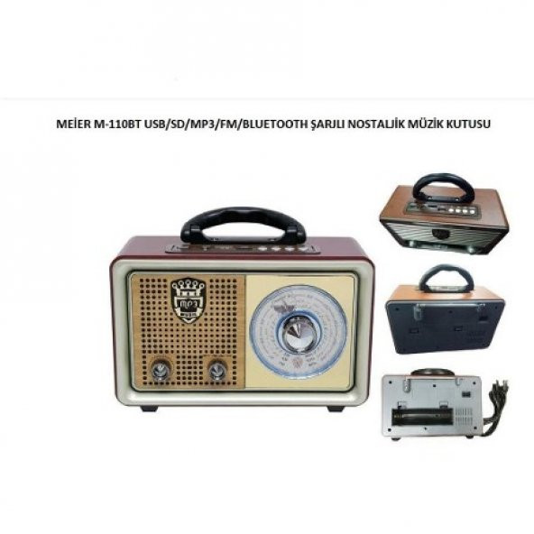 Meier 110BT USB/SD/MP3/Bluetooth Şarjlı Nostaljik Radyo