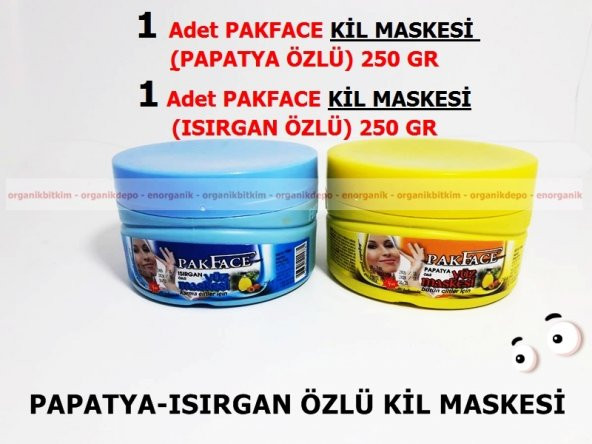 1 Adet PakFace Papatya- 1 Adet Isırganlı Kil Maskesi 250+250 gr