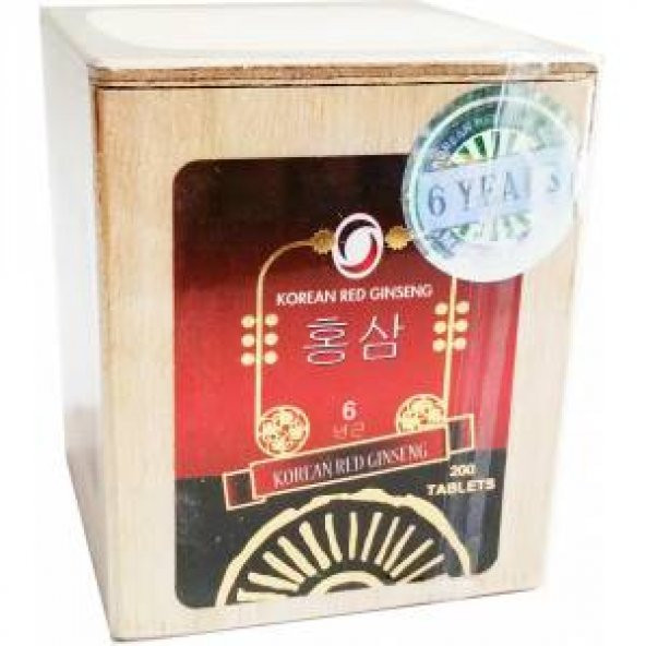 Kırmızı Kore Ginseng Tahta Kutu Orjinal- (300mg x 200 tablet)