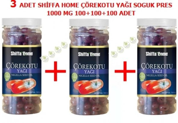 3 ADET Shiffa Home SOGUK PRES Çörekotu Yağı 1000 Mg 100 Softgel