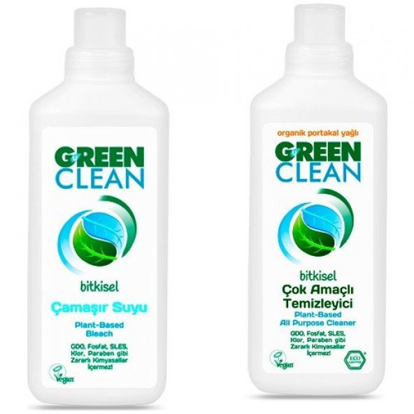 U Green Clean 2Li Temizlik Seti 1000 Ml (Çamaşır Suyu + Çok Amaçlı Tem)