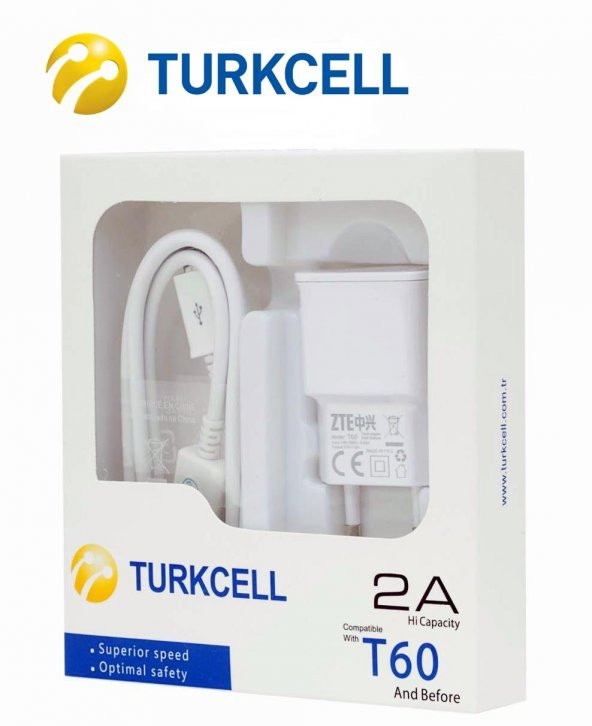 Turkcell T60 Şarj Aleti Cihazı + Usb Şarj Kablosu Data Kablo