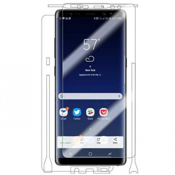 Samsung S8 Ön Arka Full Body Ekran Koruyucu Cam Şeffaf