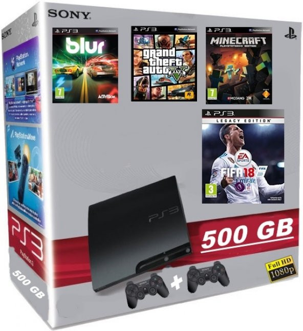 PS3 500 GB 55 OYUN 2 SIFIR KOL+2018 YENİ OYUNLAR+FATURALI