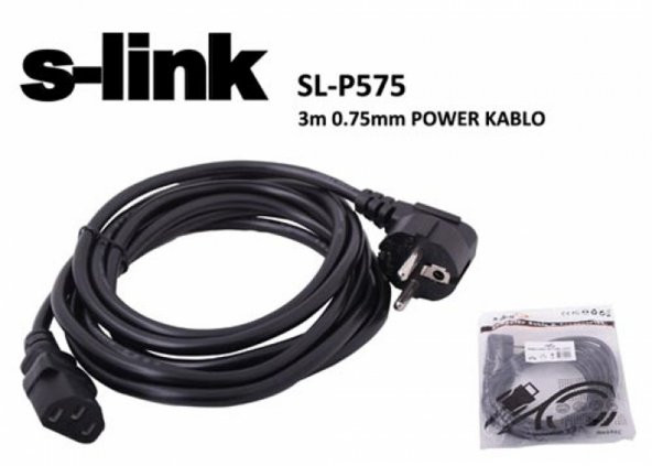 S-link sl-p575 3mt 0.75mm Power Elektrik Kablosu