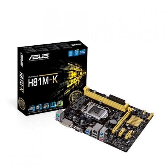 ASUS 1150p H81 DDR3 H81M-K 4x Sata DVI Intel® HD Graphics 3x (PCIe) mATX