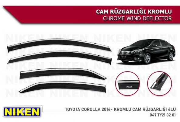 Toyota corolla cam rüzgarlığı kromlu 2014+ niken