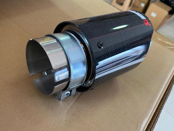 Akrapoviç egzoz ucu karbon yuvarlak tekli 90mm - 4