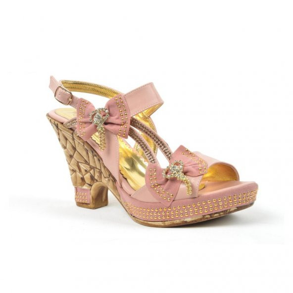 Golden Zn Topuklu Aksesuarlı Günlük Bayan Sandalet Yazlık Ayakkab