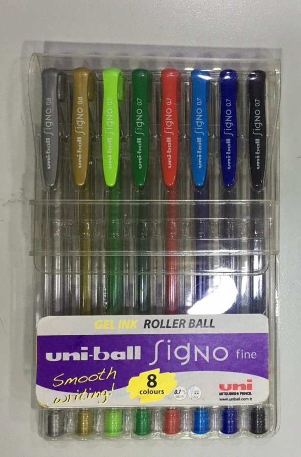 uni-ball um-100 signo 0.7 jel kalemler 8 renk