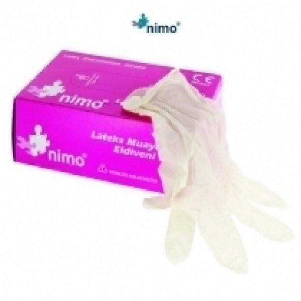 Nimo NM02 Latex Pudralı Muayene Eldiveni Lateks 100 lü 1 Paket