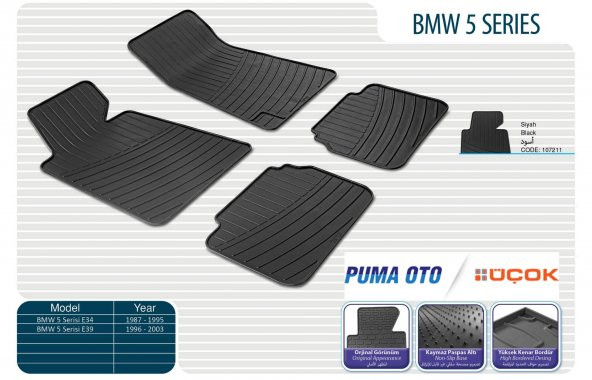 BMW 5 Serisi E39 Kauçuk Paspas Seti