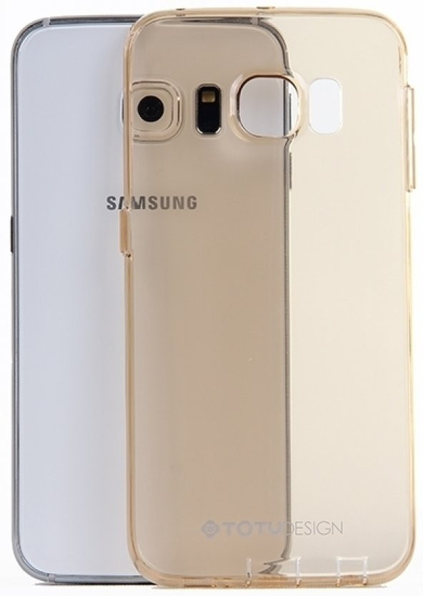 Samsung Galaxy S6 edge Şeffaf Gold Silikon Kılıf