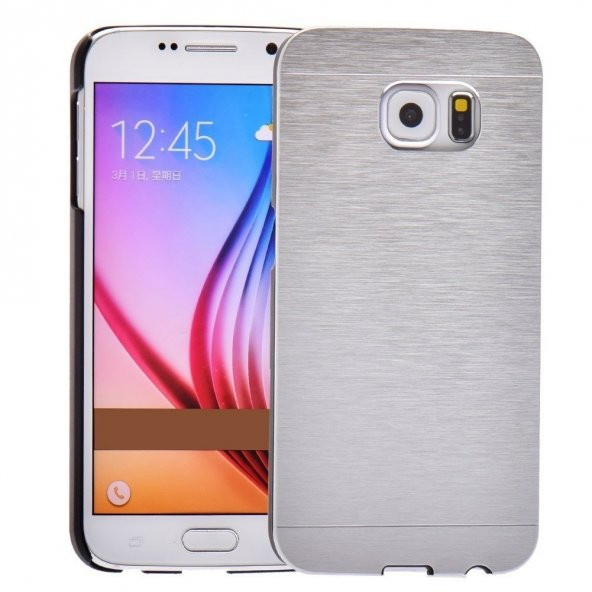 Motomo Samsung Galaxy S6 Metal Rubber Kılıf -Silver