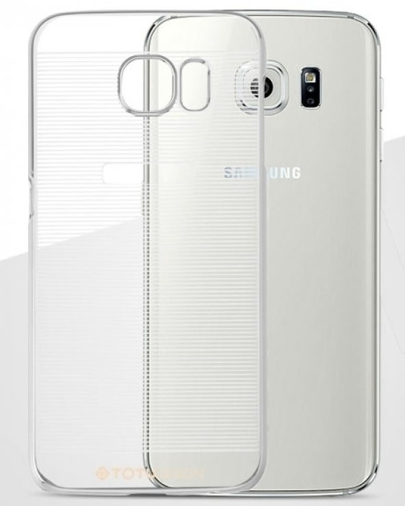 TotuDesing Samsung Galaxy S6 Metalik Silver Kenarlı Çizgili Kılıf